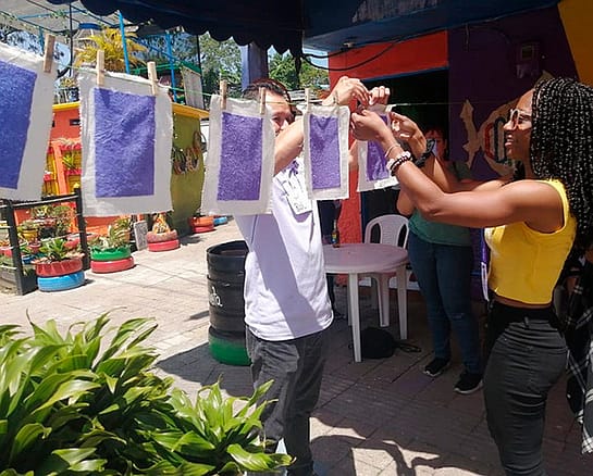 Creative paper production at Moravia Community project Medellin